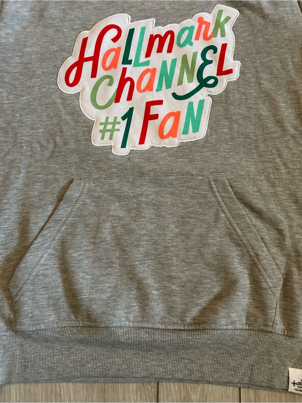 NWT Hallmark Channel #1 Fan Gray Sweatshirt Hoodie with Red Drawstring - Picture 3 of 7